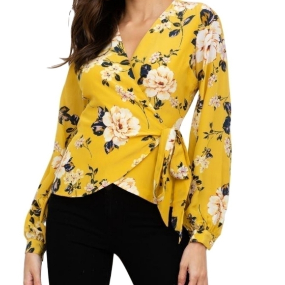 Yumi Kim Queen Bee Wrap Blouse Floral Print Size Large - Picture 1 of 11